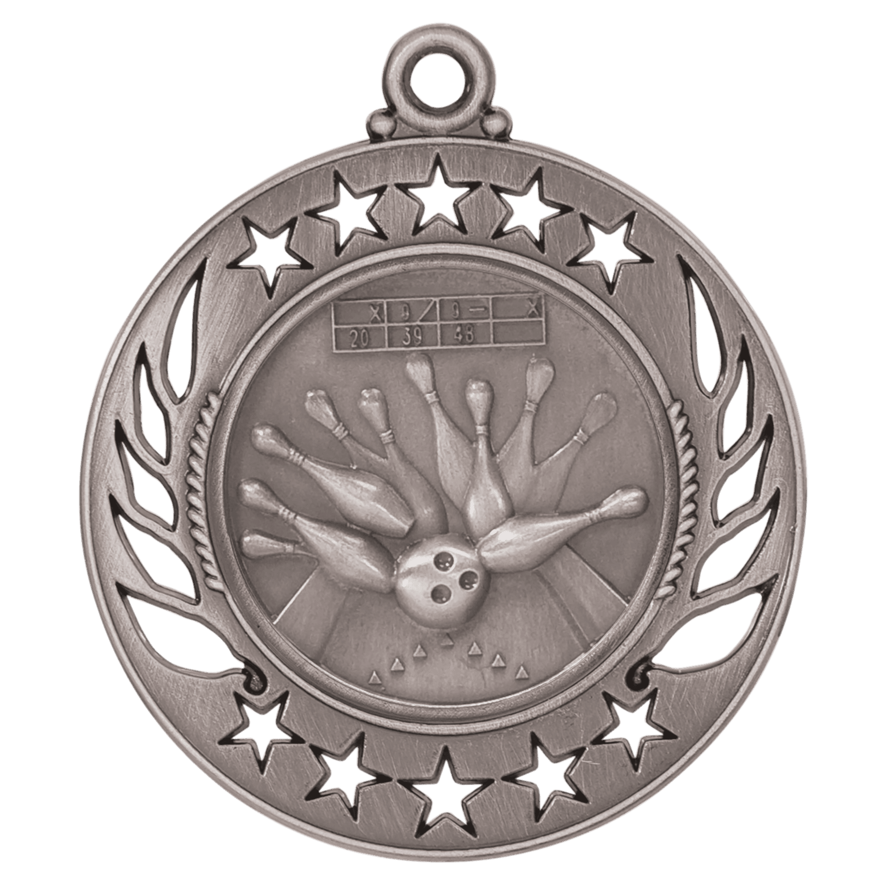 2 1/4" Antique Silver Bowling Galaxy Medal