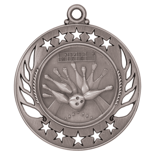2 1/4" Antique Silver Bowling Galaxy Medal