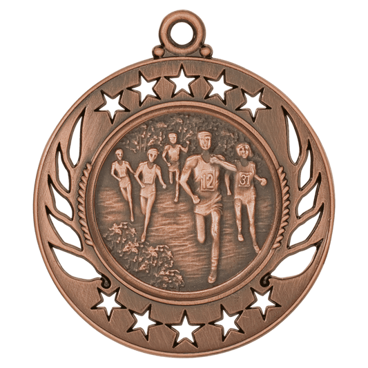 Antique Bronze Cross Country Galaxy Medal - 2 1/4"