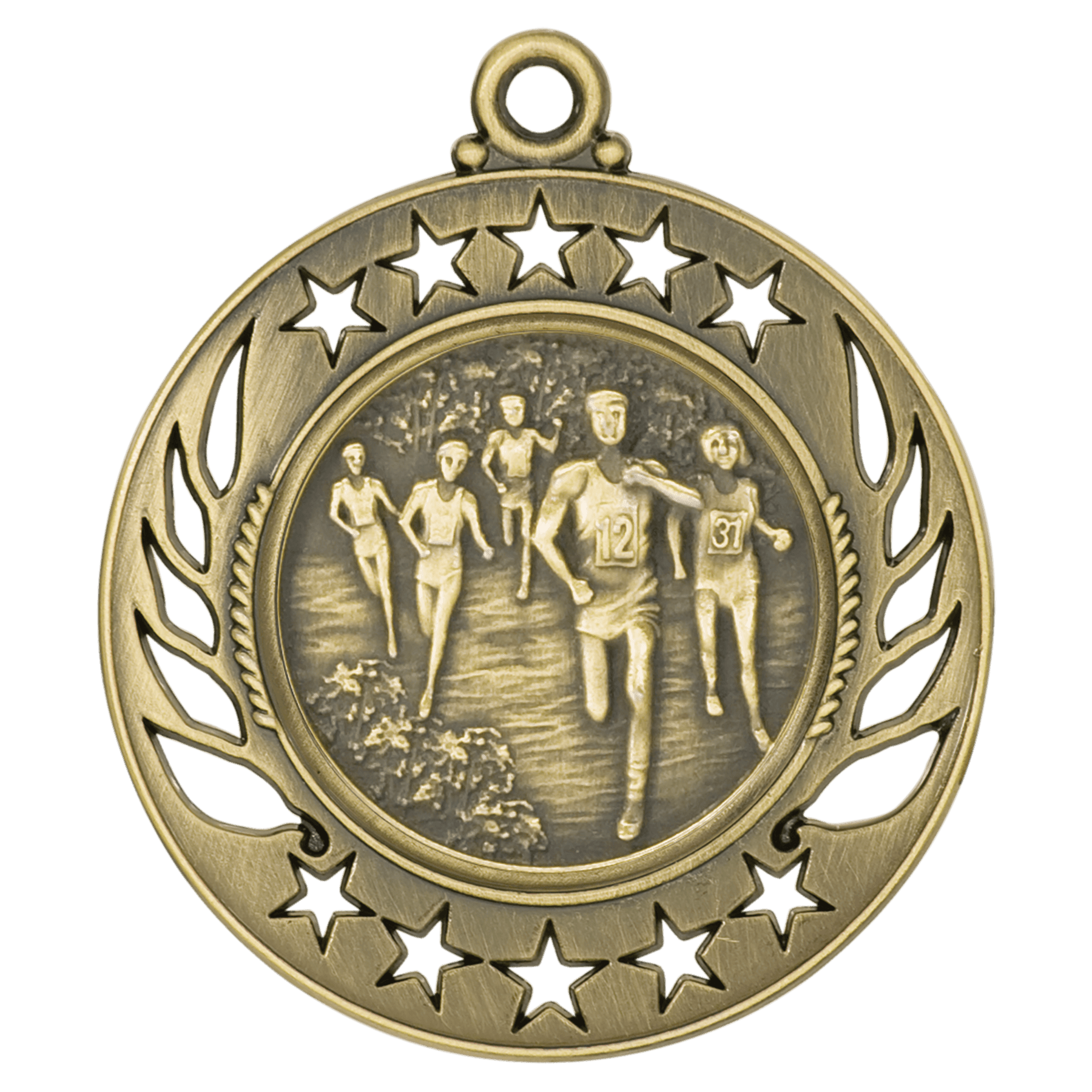 2 1/4" Antique Gold Cross Country Galaxy Medal