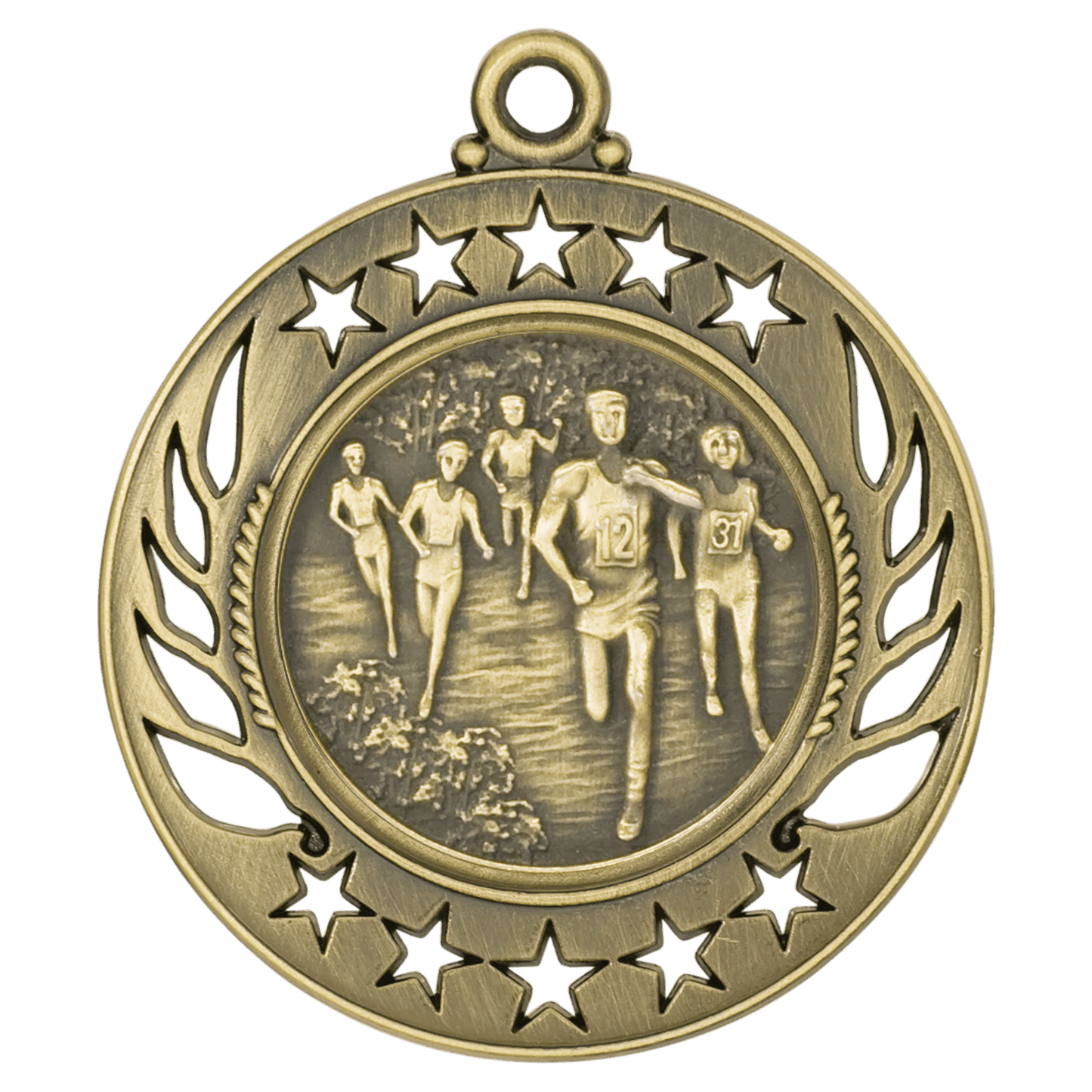 Antique Gold Cross Country Galaxy Medal - 2 1/4"