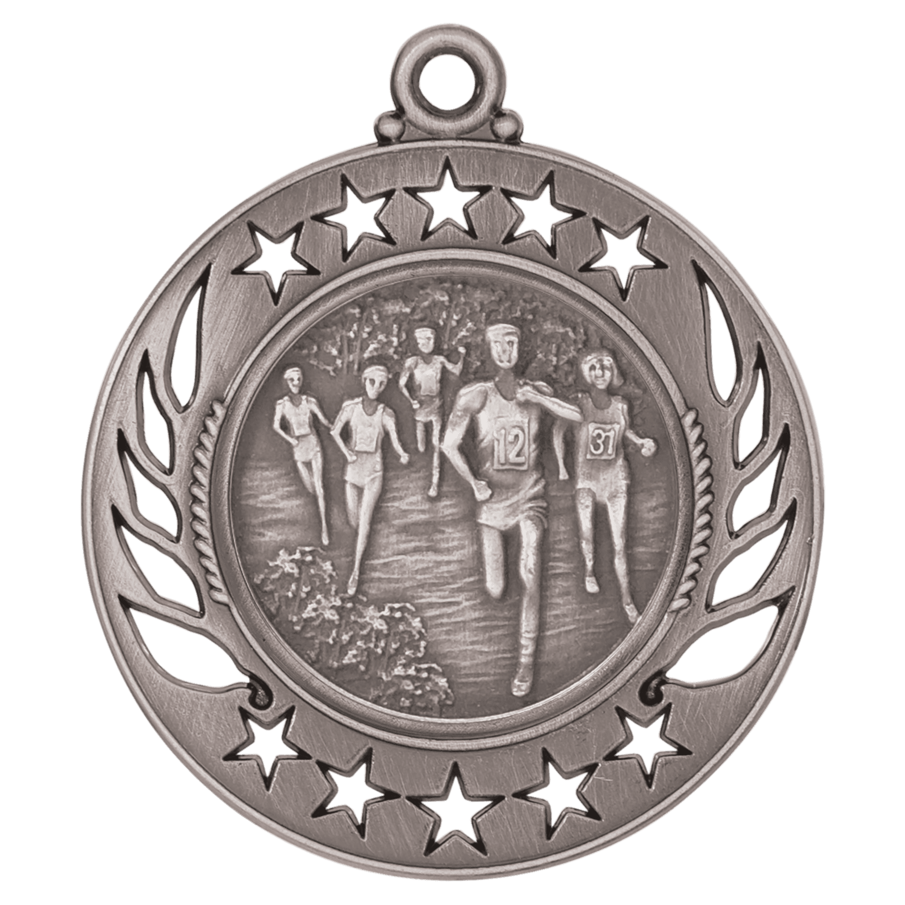 2 1/4" Antique Silver Cross Country Galaxy Medal