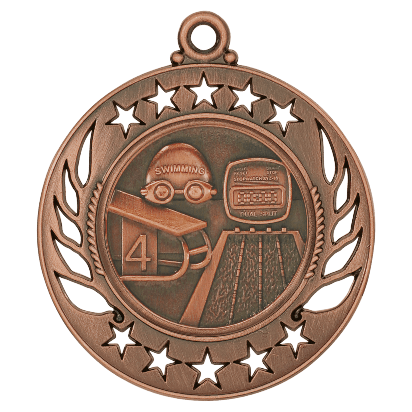 Antique Bronze Swimming Galaxy Medal - 2 1/4"