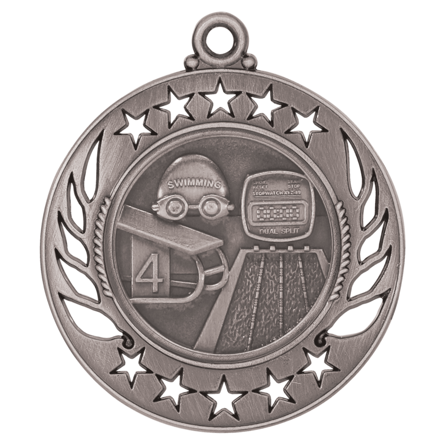 Antique Silver Swimming Galaxy Medal - 2 1/4"