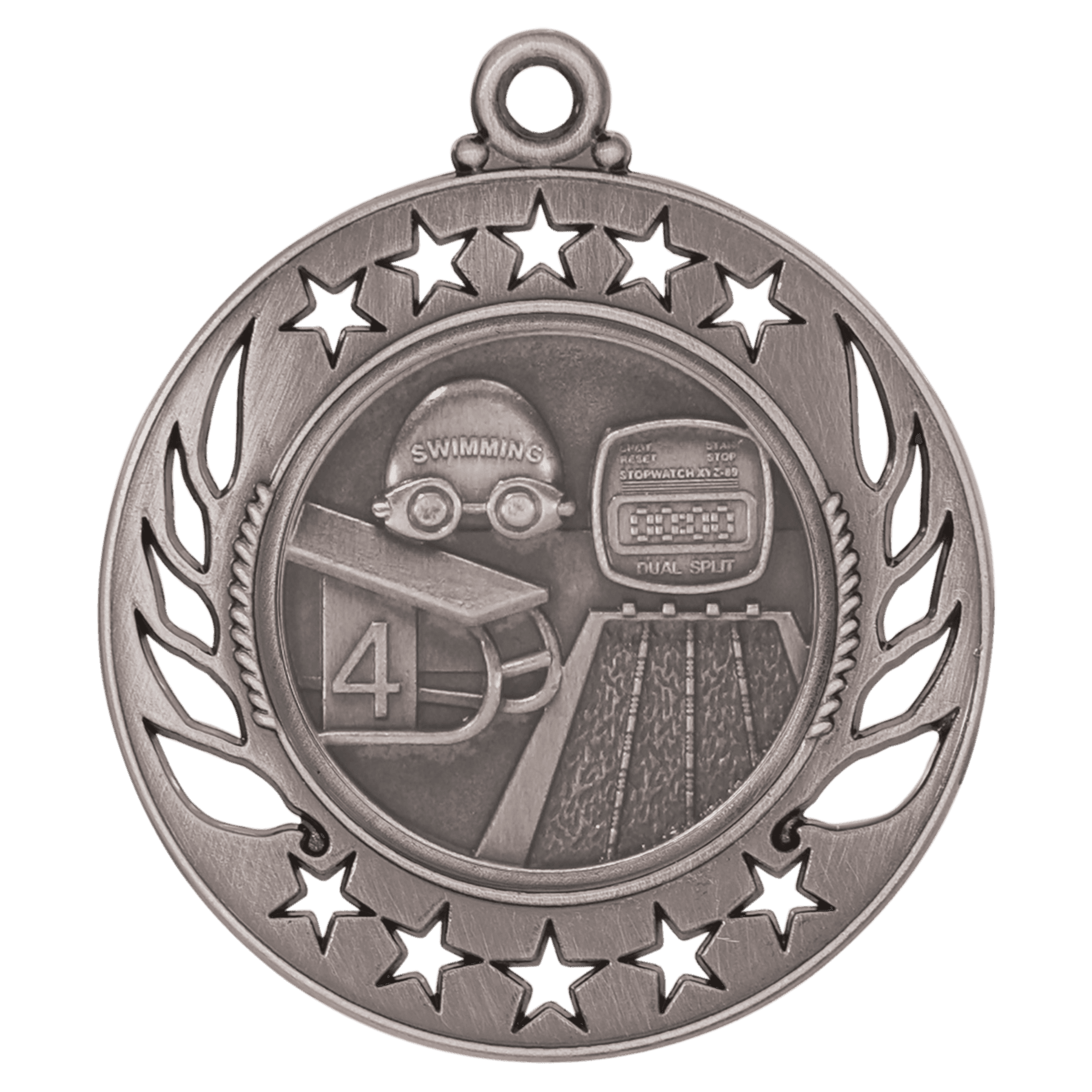 Antique Silver Swimming Galaxy Medal - 2 1/4"