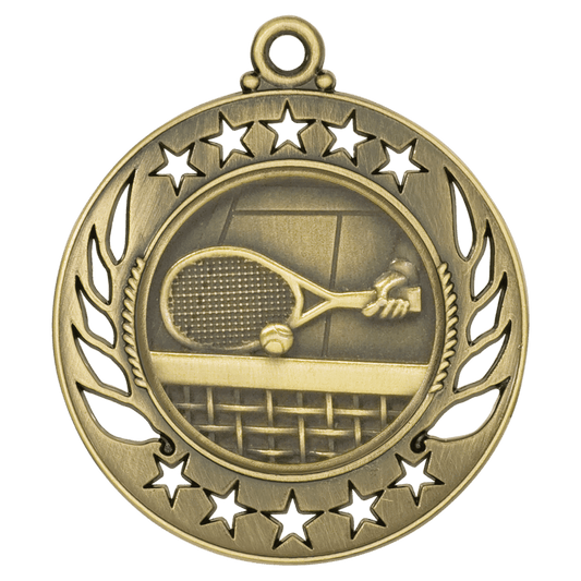 Antique Gold Tennis Galaxy Medal - 2 1/4"