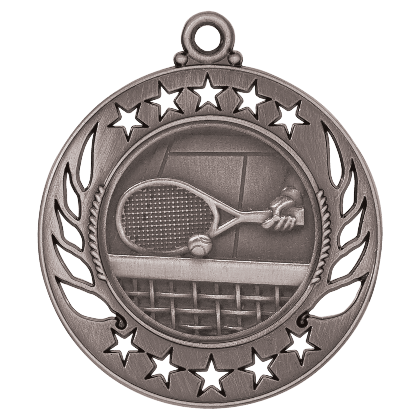 Antique Silver Tennis Galaxy Medal - 2 1/4"