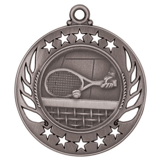 Antique Silver Tennis Galaxy Medal - 2 1/4"