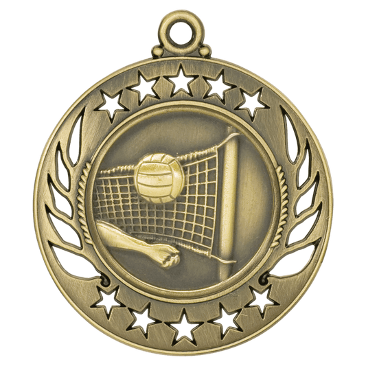 2 1/4" Antique Gold Volleyball Galaxy Medal