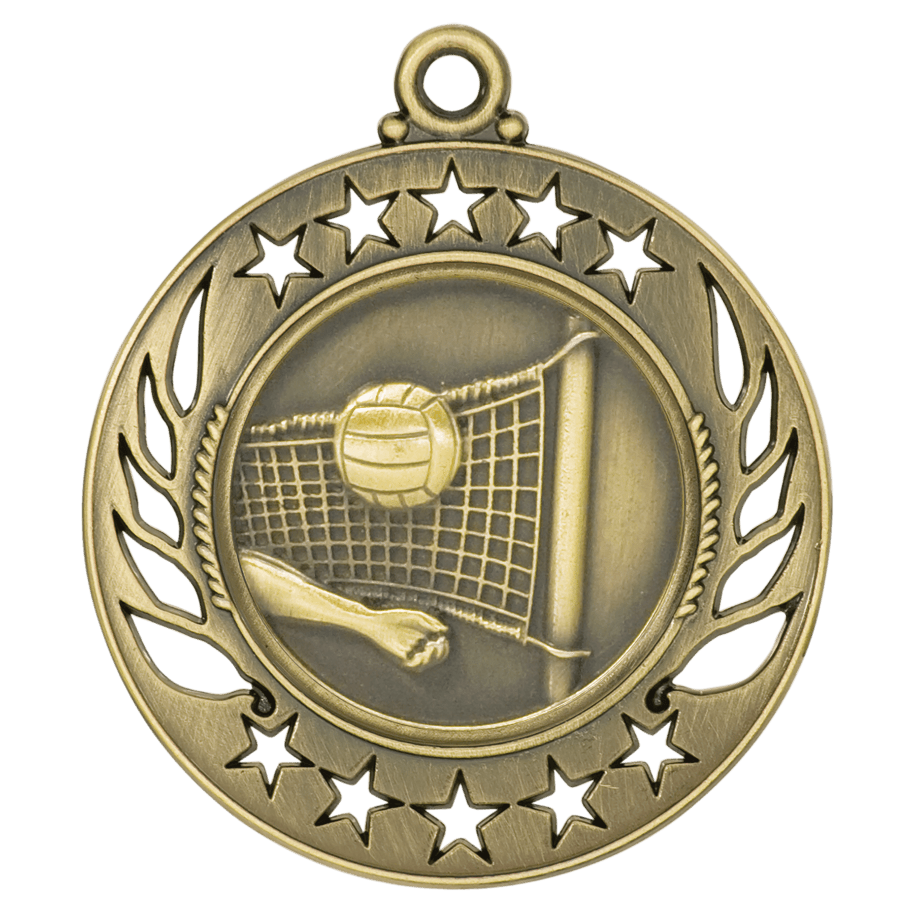 Antique Gold Volleyball Galaxy Medal - 2 1/4"