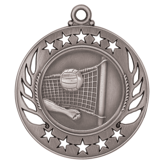 2 1/4" Antique Silver Volleyball Galaxy Medal