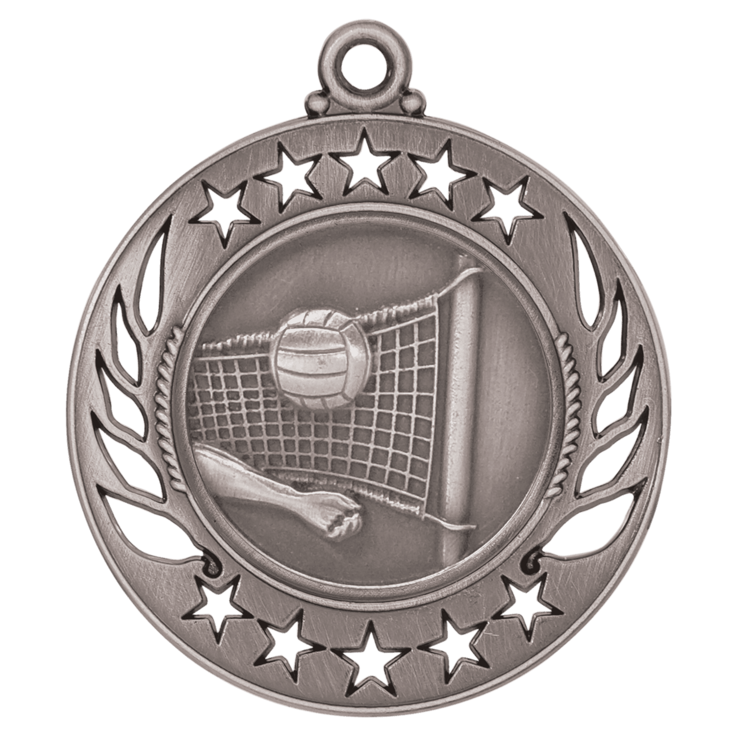 Antique Silver Volleyball Galaxy Medal - 2 1/4"