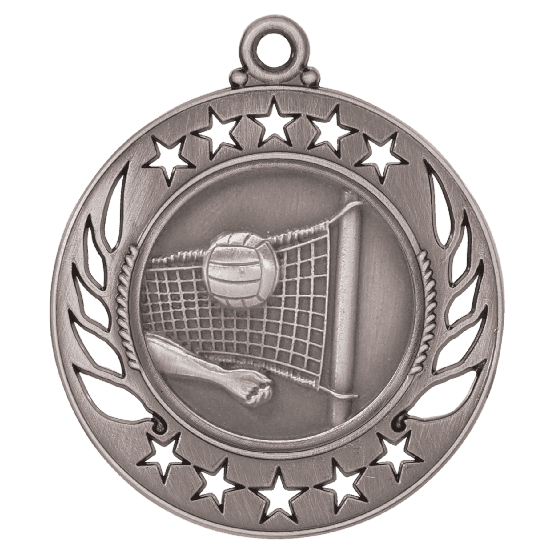 Antique Silver Volleyball Galaxy Medal - 2 1/4"