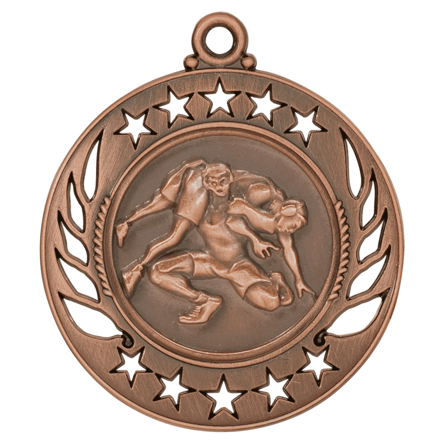 Antique Bronze Wrestling Galaxy Medal - 2 1/4"