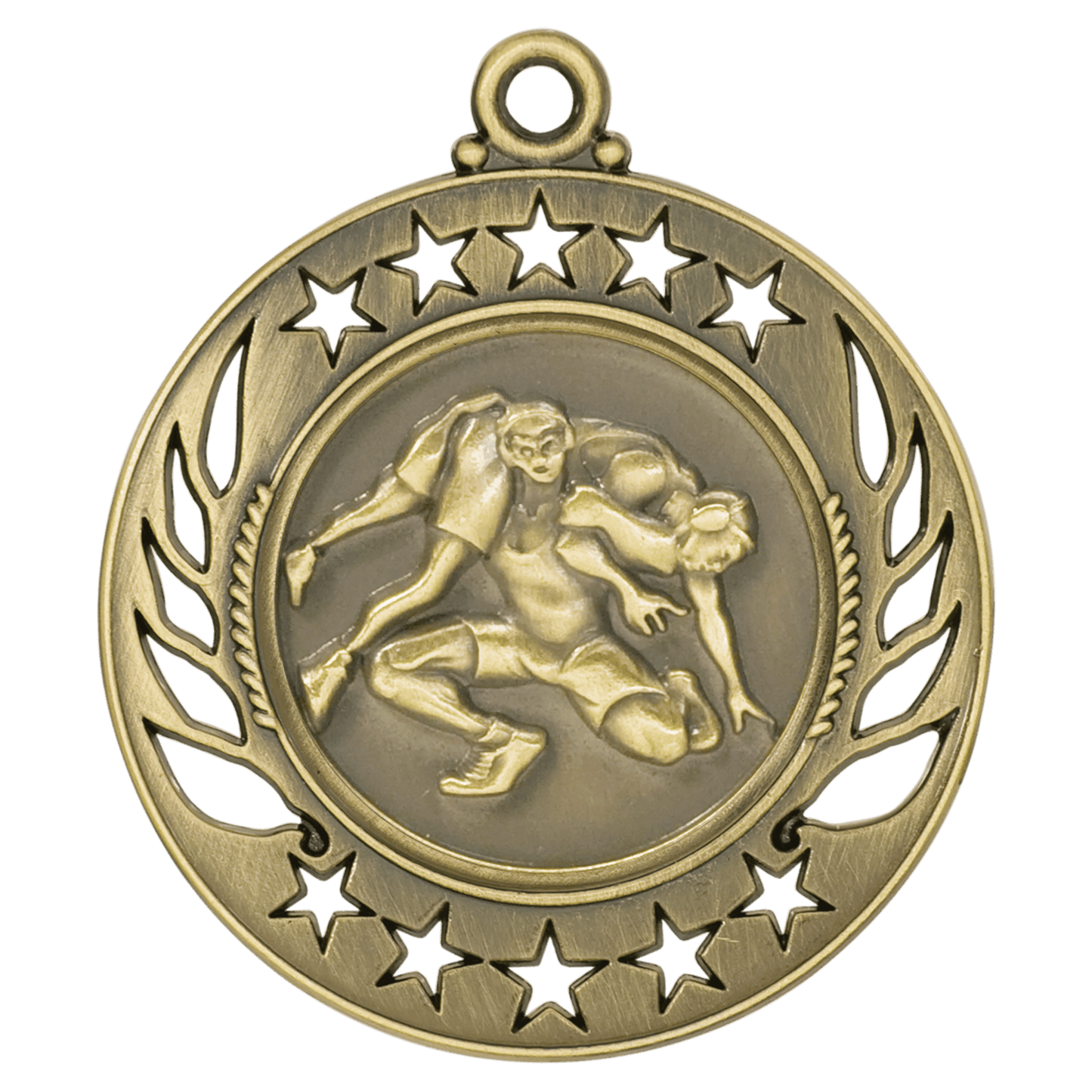 Antique Gold Wrestling Galaxy Medal - 2 1/4"