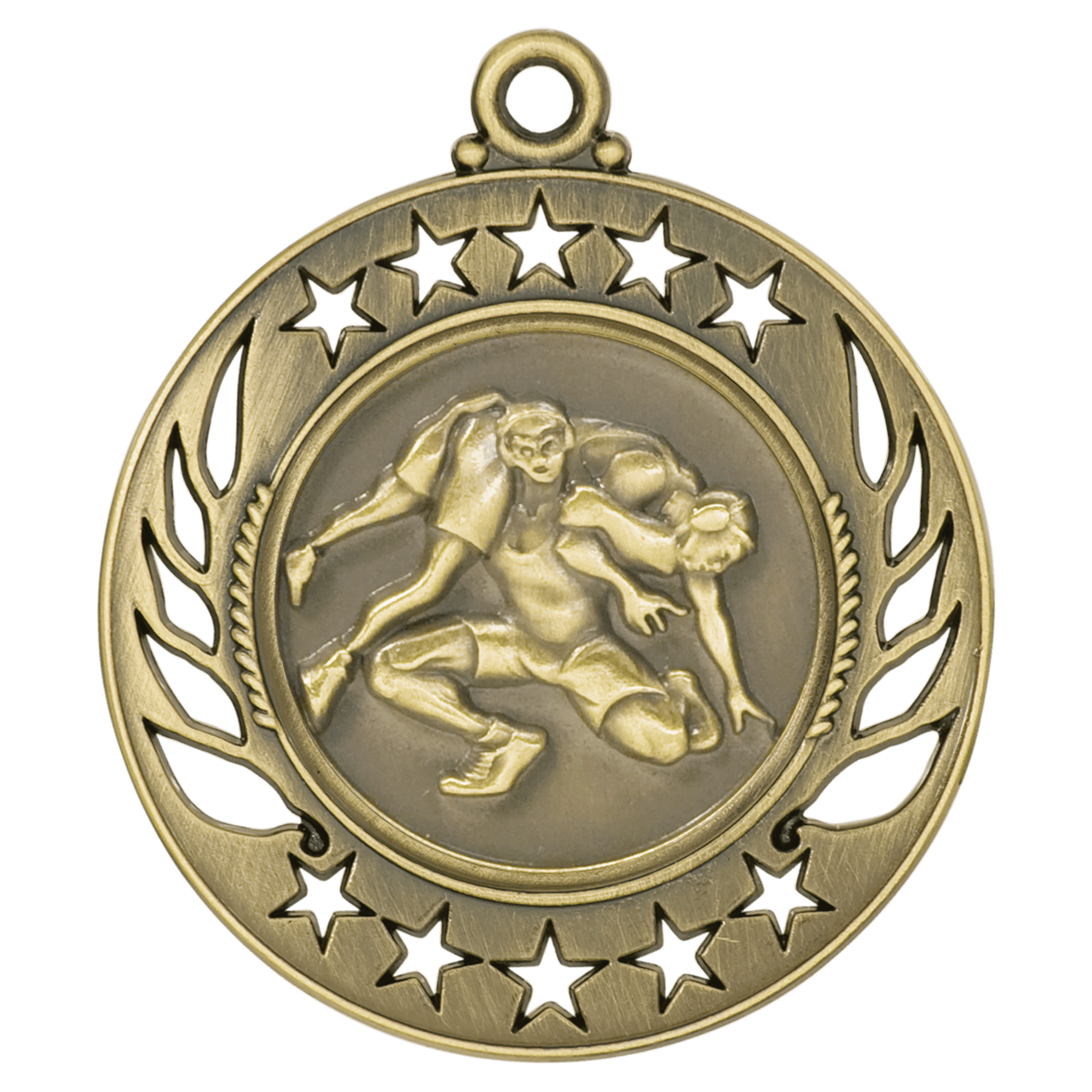 Antique Gold Wrestling Galaxy Medal - 2 1/4"