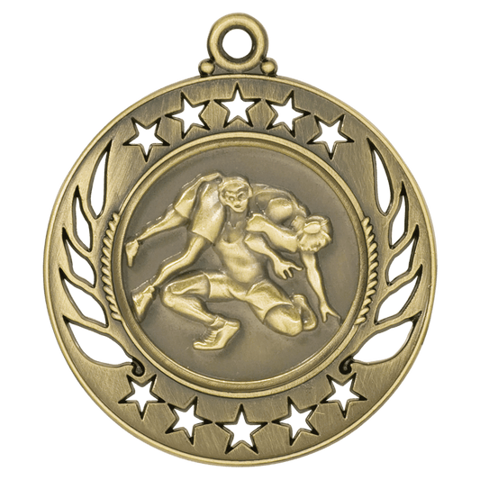 Antique Gold Wrestling Galaxy Medal - 2 1/4"