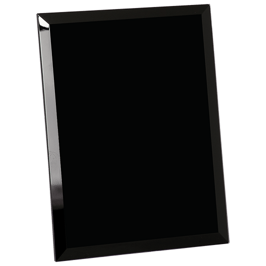 Black Glass Mirror Plaque - 7" x 9"