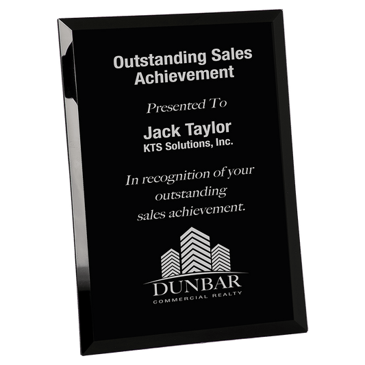 Black Glass Mirror Plaque - 9" x 12"