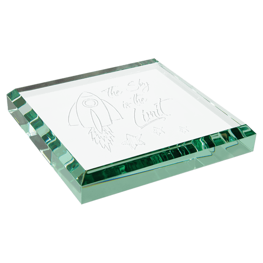 Jade Glass Paperweight - 3" x 3" x 1/2"