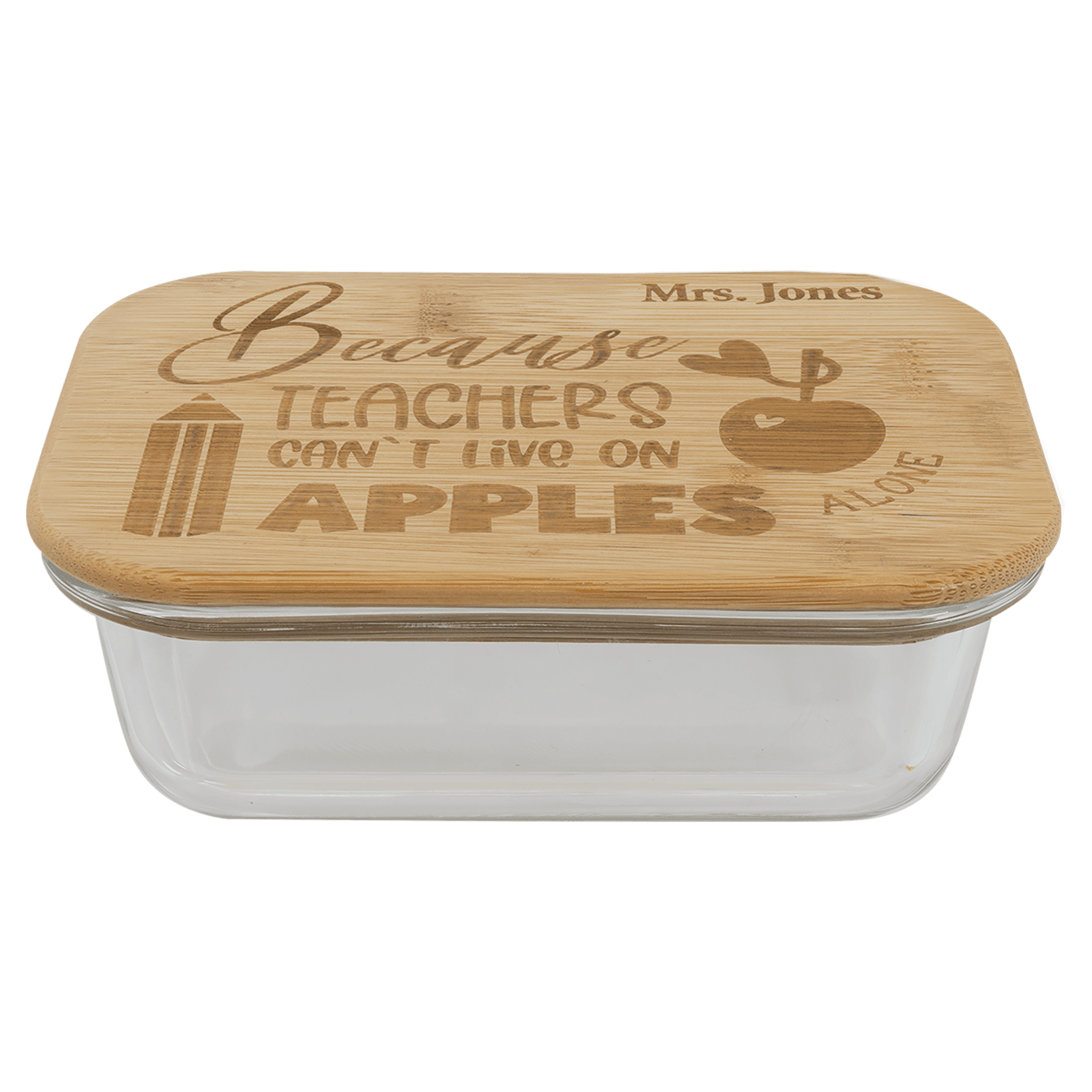 oz. Rectangle Glass Container with Bamboo Lid - 12