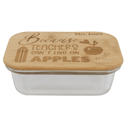 oz. Rectangle Glass Container with Bamboo Lid - 12