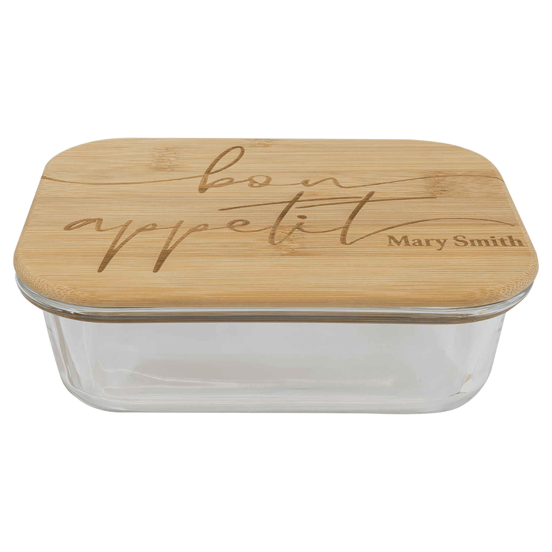 oz. Rectangle Glass Container with Bamboo Lid - 21