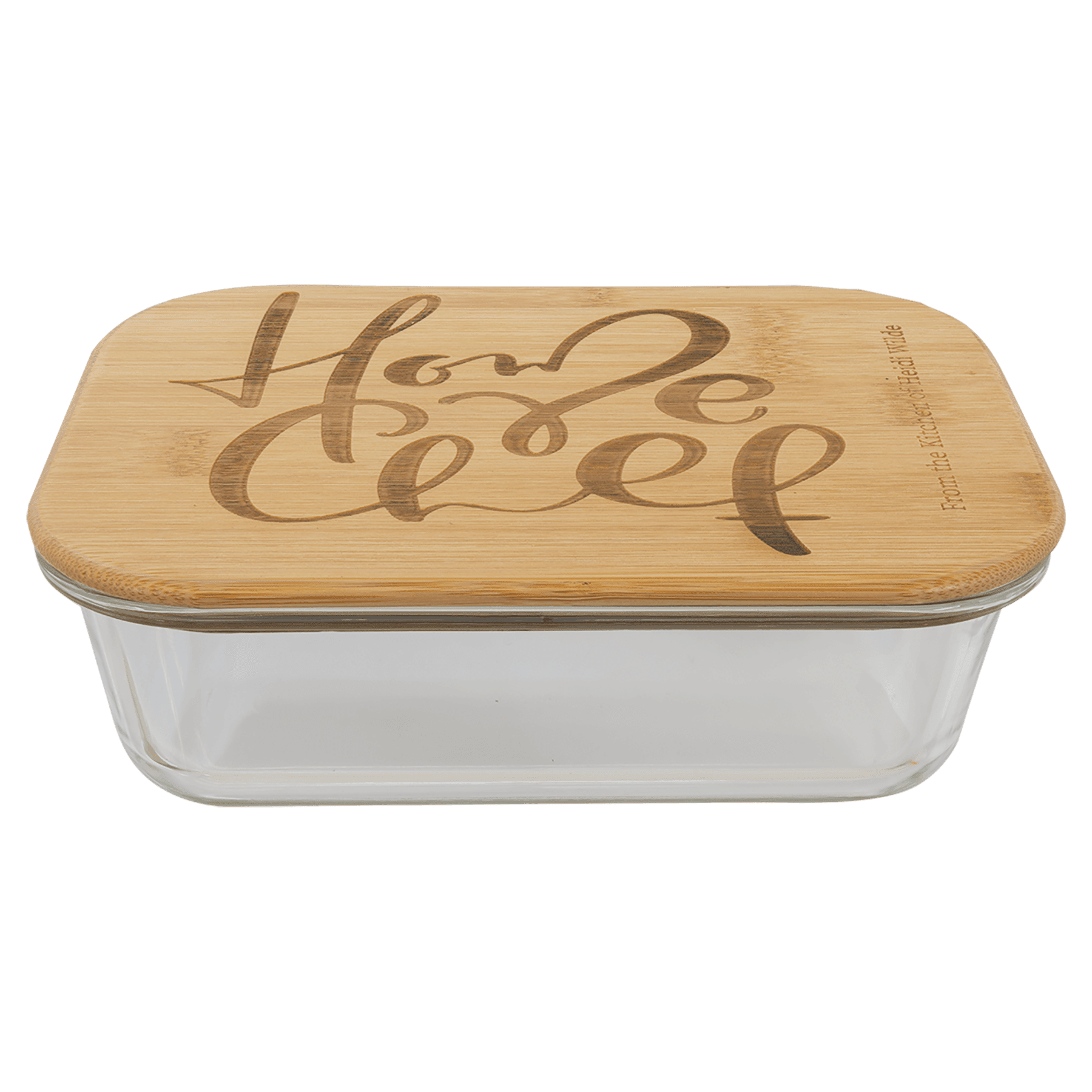 oz. Rectangle Glass Container with Bamboo Lid - 35