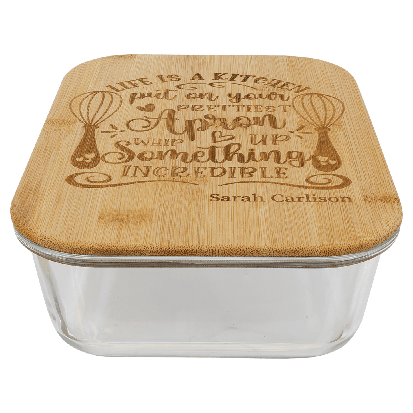 oz. Rectangle Glass Container with Bamboo Lid - 50