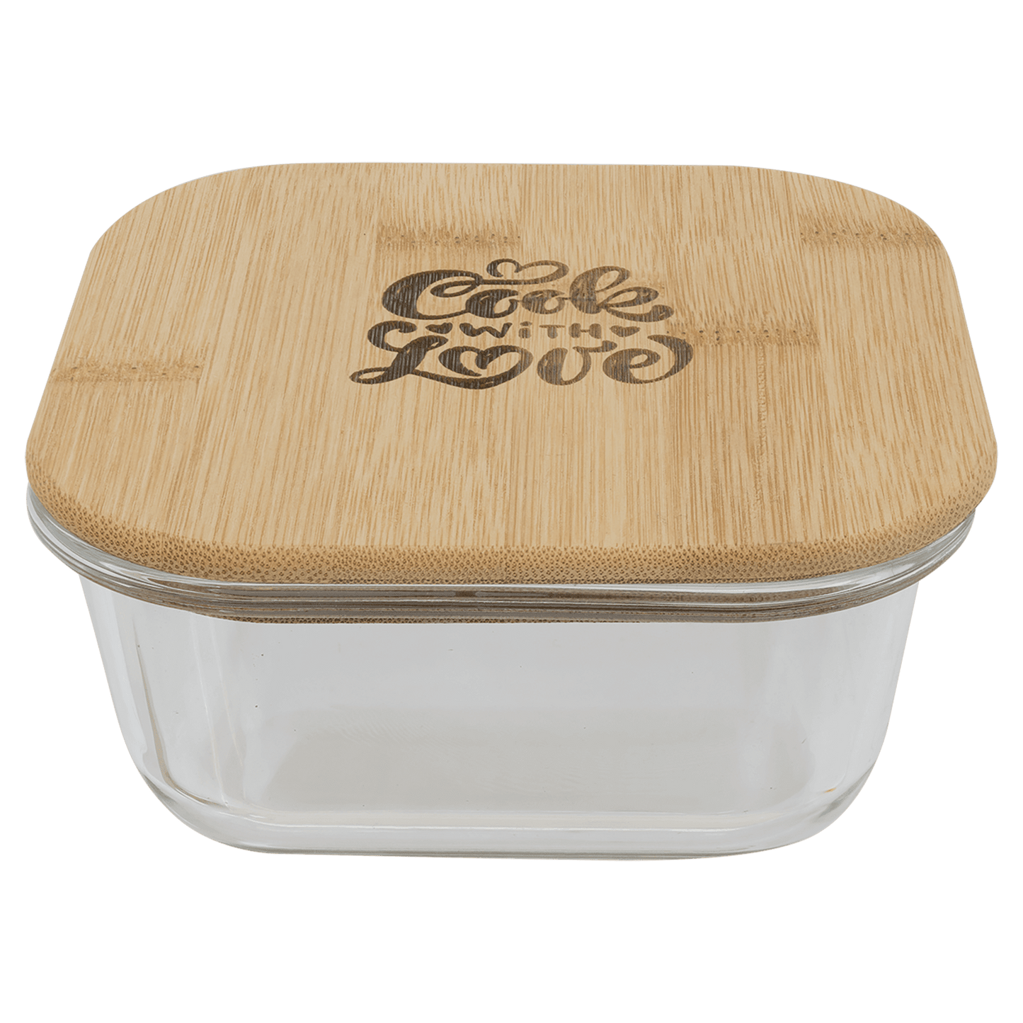 oz. Square Glass Container with Bamboo Lid - 18