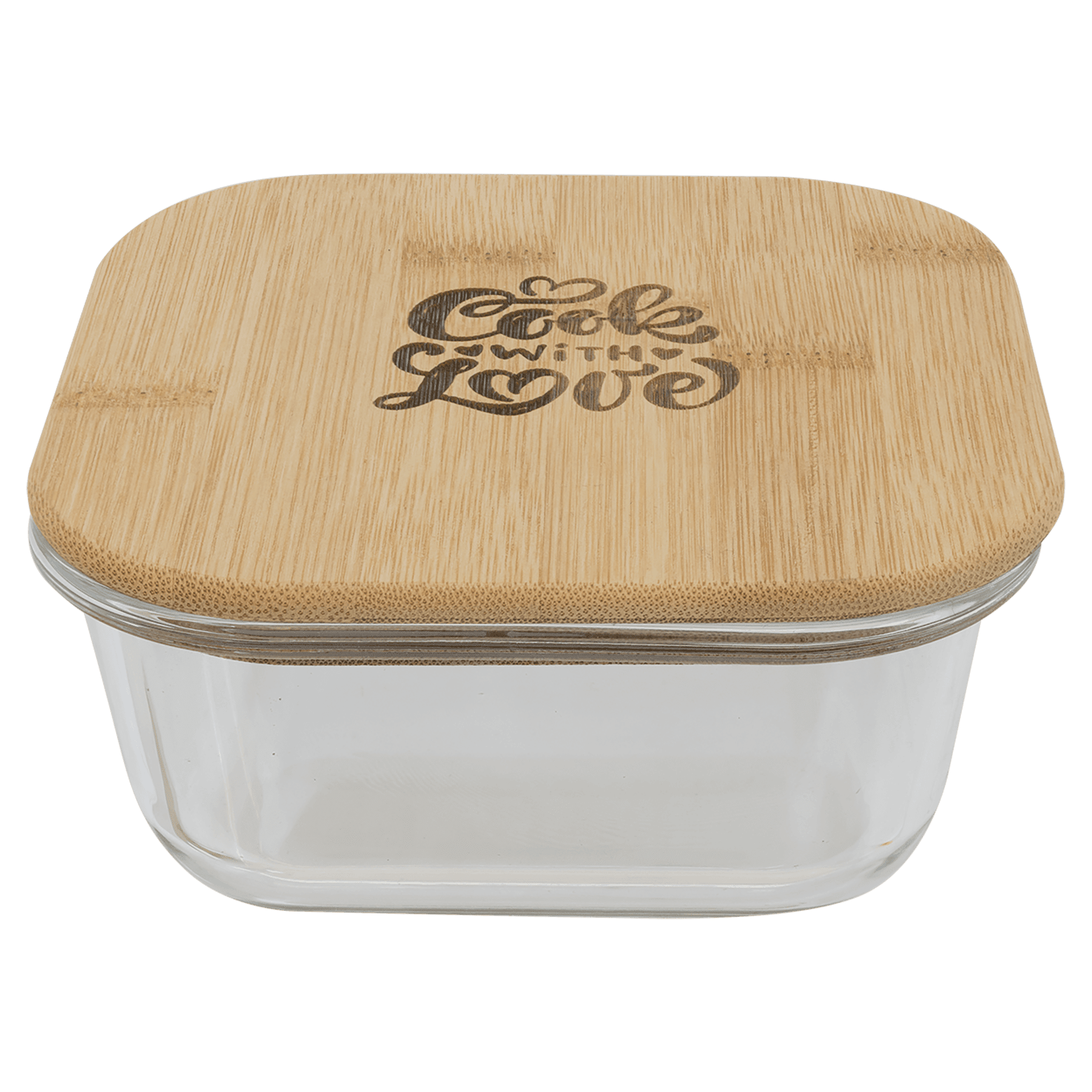 oz. Square Glass Container with Bamboo Lid - 18