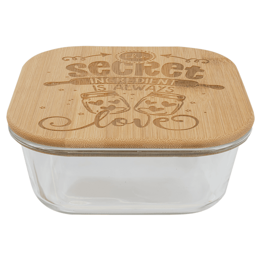 oz. Square Glass Container with Bamboo Lid - 27