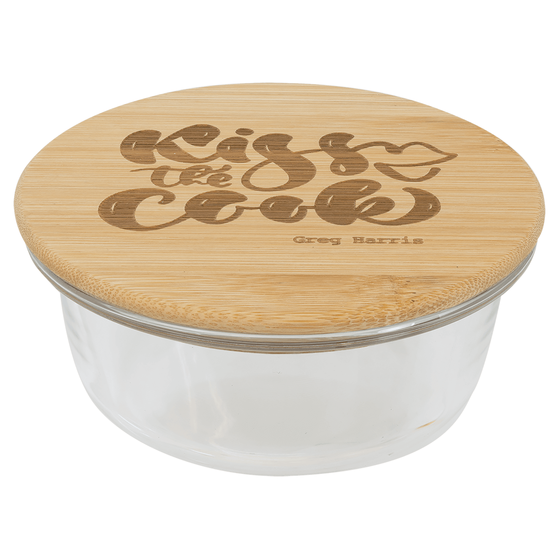 oz. Round Glass Container with Bamboo Lid - 13