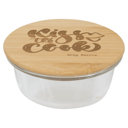 oz. Round Glass Container with Bamboo Lid - 13