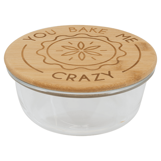 oz. Round Glass Container with Bamboo Lid - 21