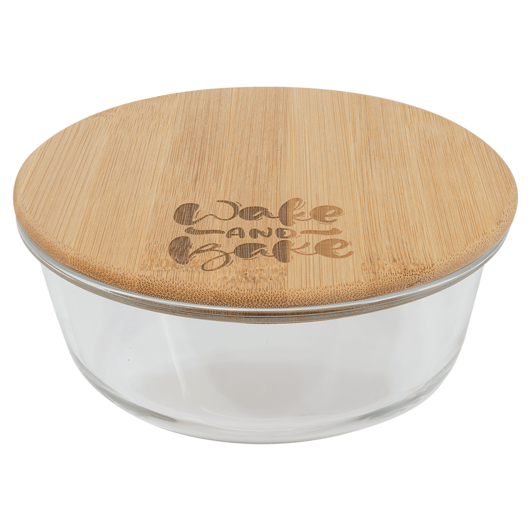 oz. Round Glass Container with Bamboo Lid - 32