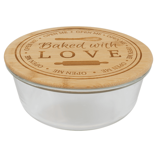 oz. Round Glass Container with Bamboo Lid - 44