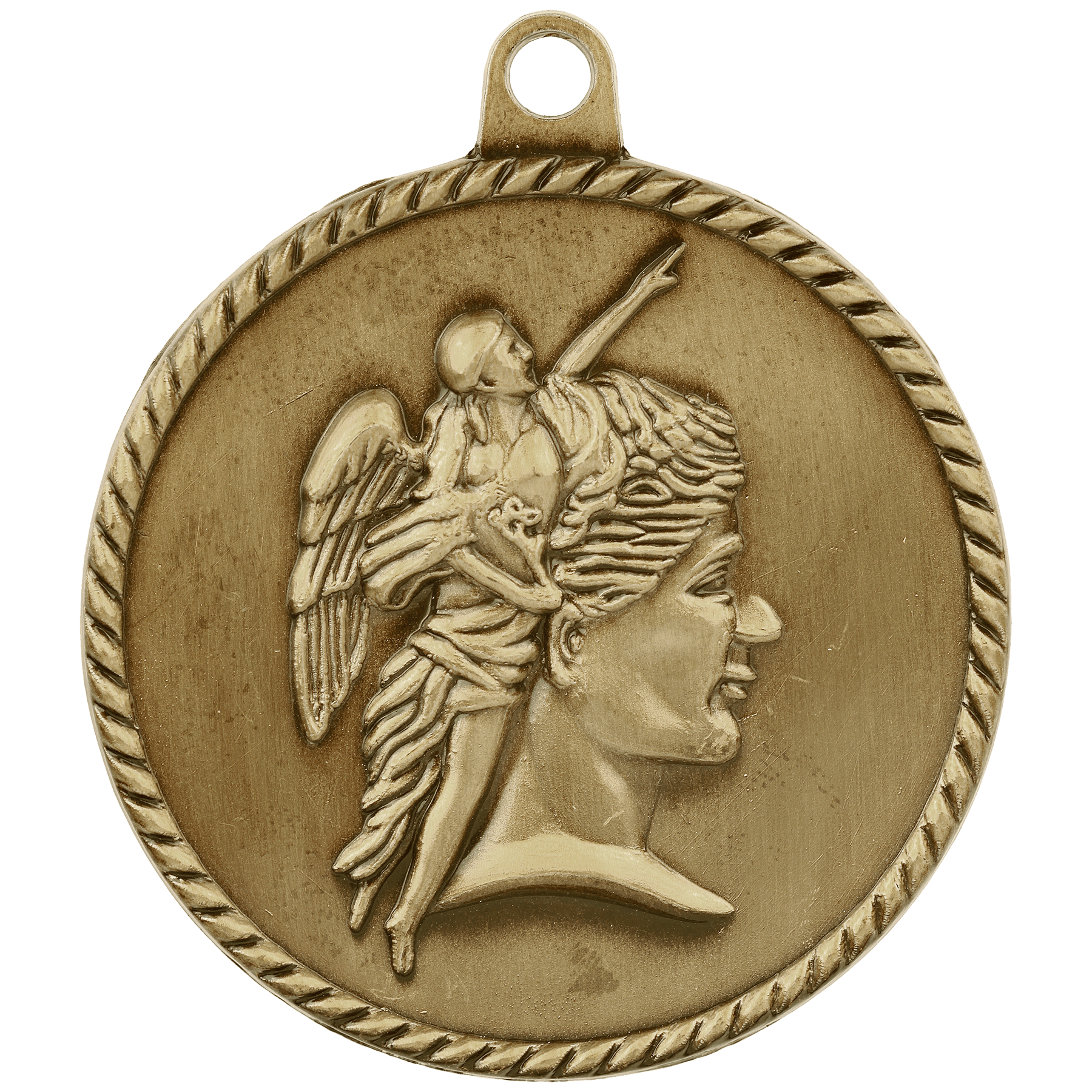 Antique Gold Acheivement High Relief Medal - 2"