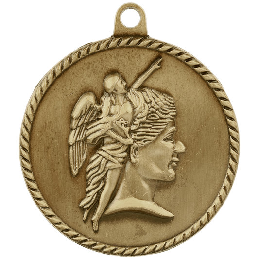 Antique Gold Acheivement High Relief Medal - 2"