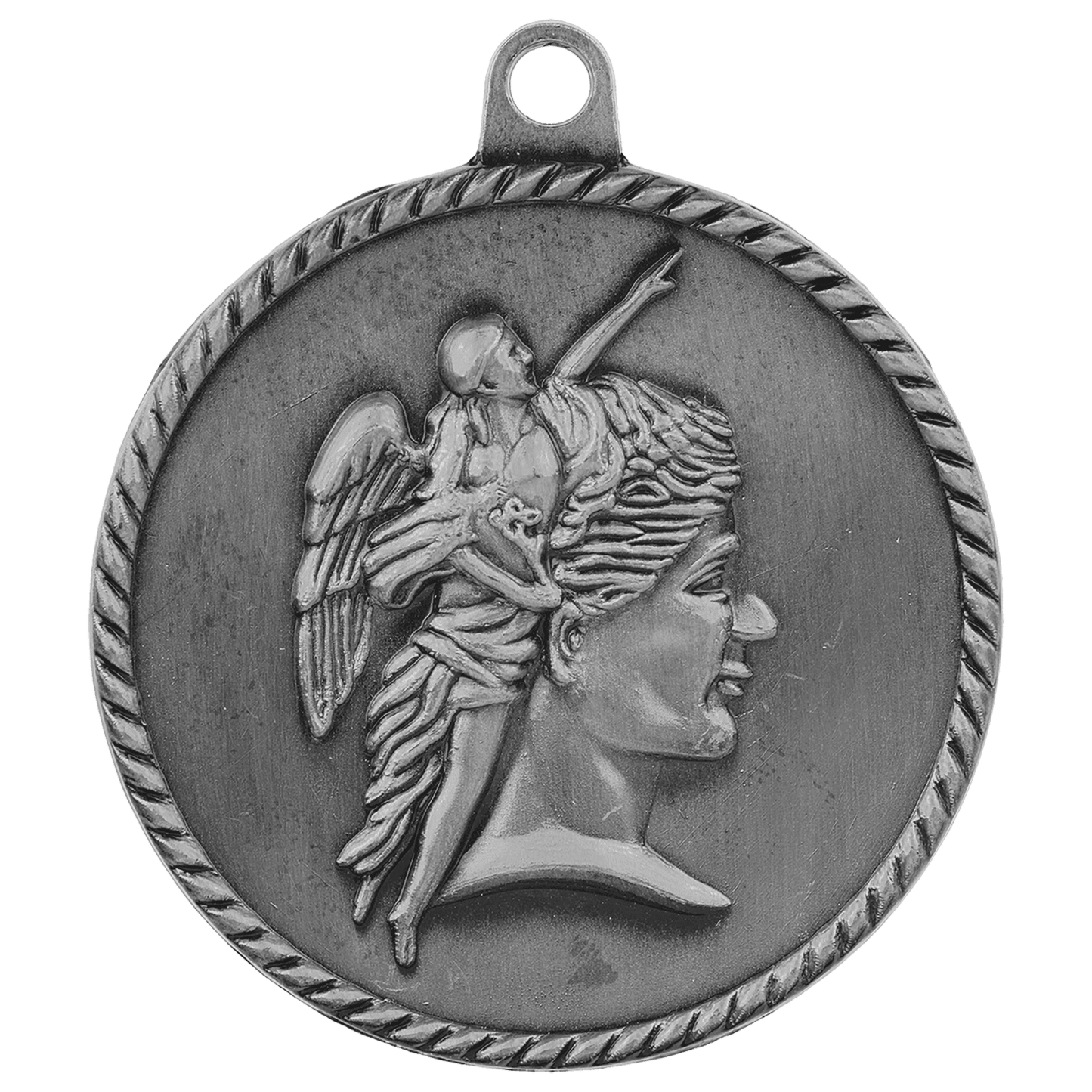 Antique Silver Achievement High Relief Medal - 2"