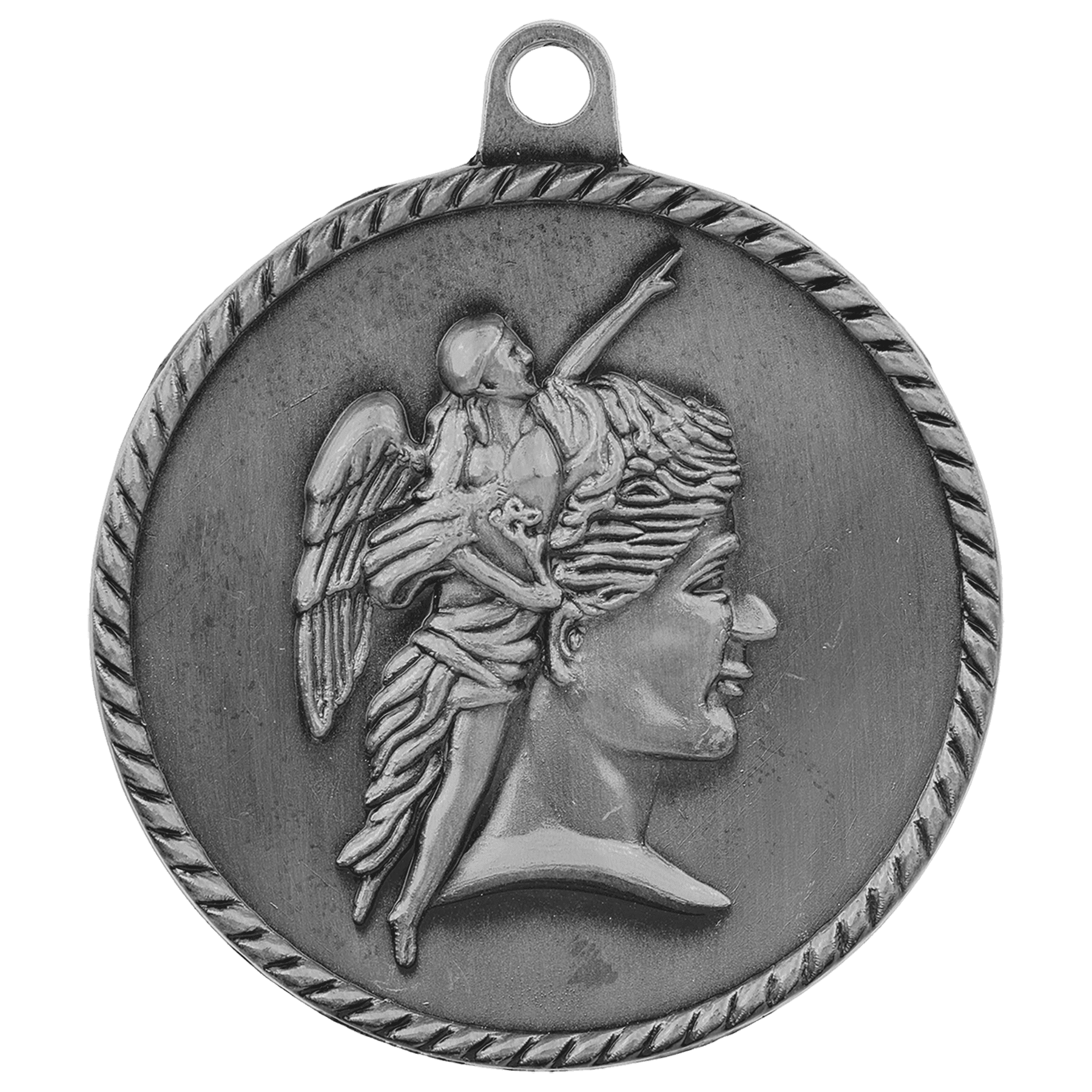 Antique Silver Achievement High Relief Medal - 2"