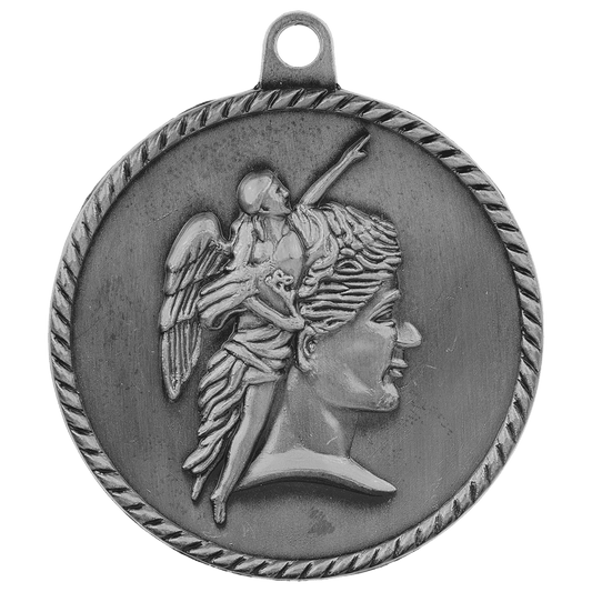 Antique Silver Achievement High Relief Medal - 2"