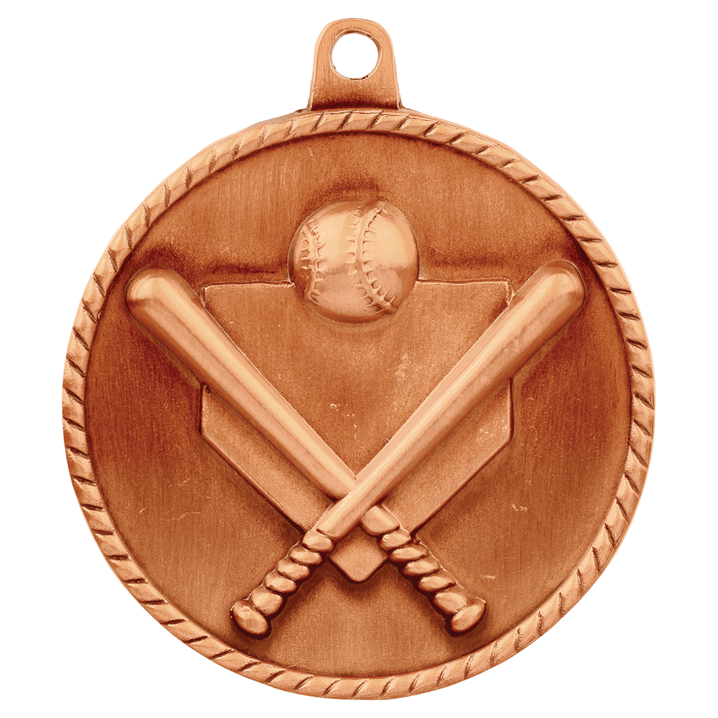 Antique Bronze Baseball/Softball High Relief Medal - 2"