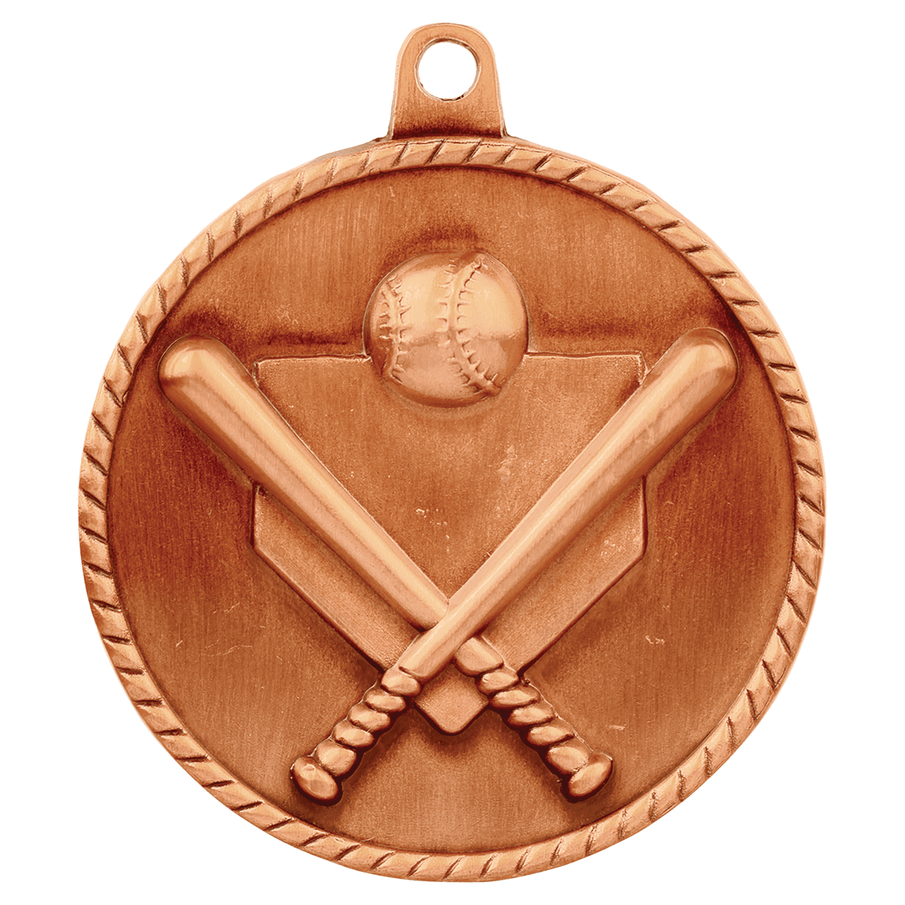 Antique Bronze Baseball/Softball High Relief Medal - 2"