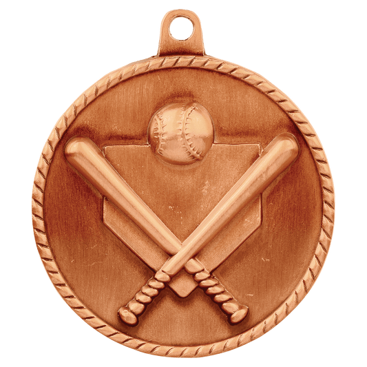 Antique Bronze Baseball/Softball High Relief Medal - 2"