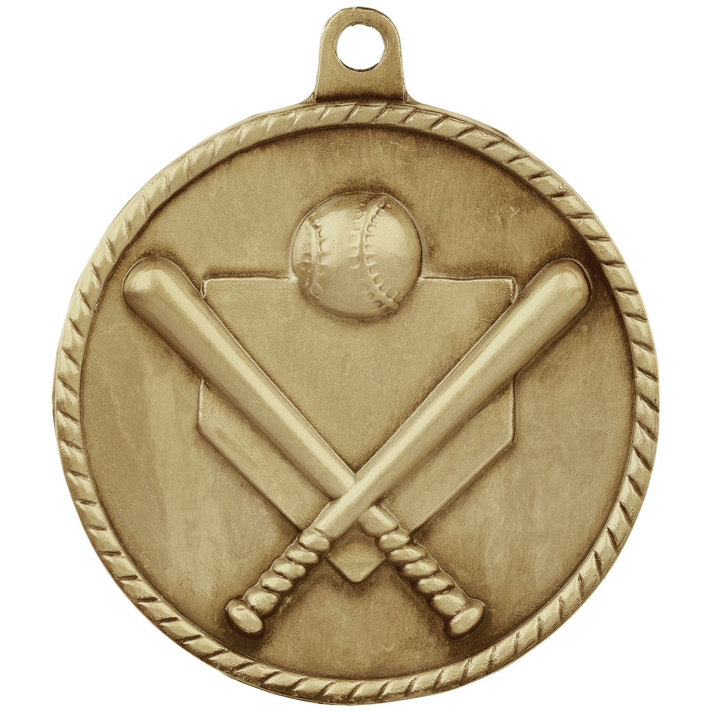 Antique Gold Baseball/Softball High Relief Medal - 2"
