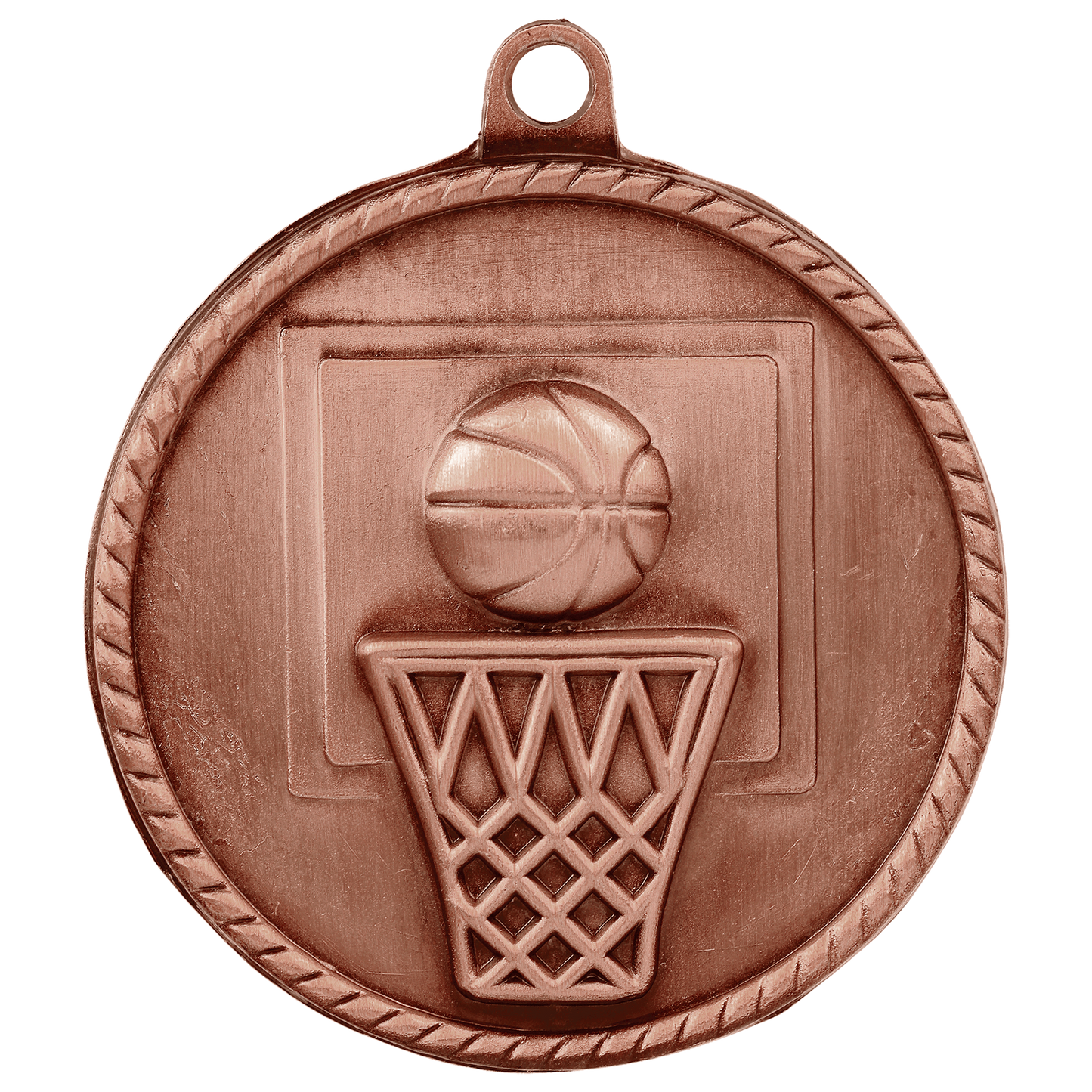 Antique Bronze Basketball High Relief Medal - 2"
