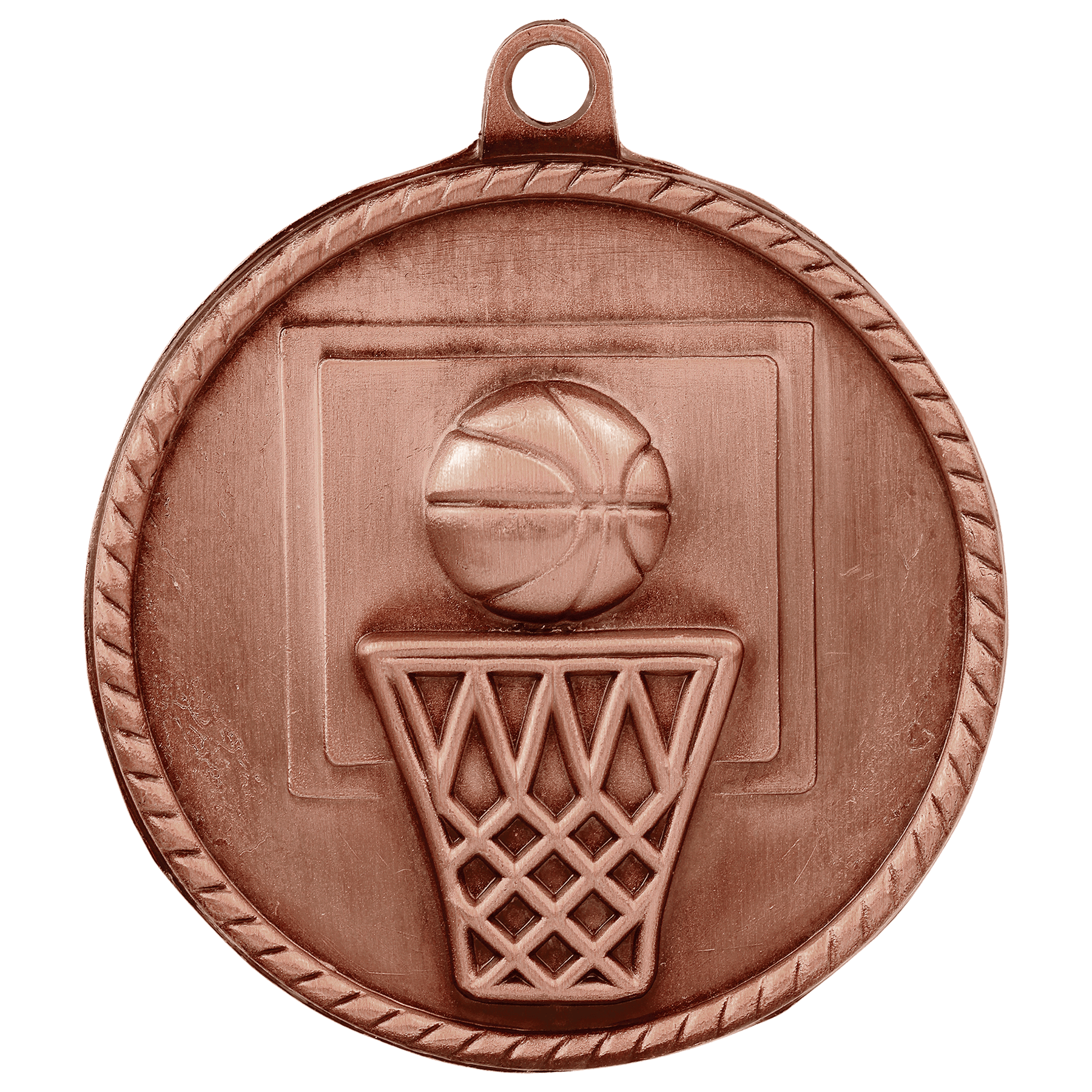 Antique Bronze Basketball High Relief Medal - 2"