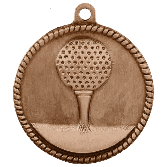 Antique Bronze Golf High Relief Medal - 2"