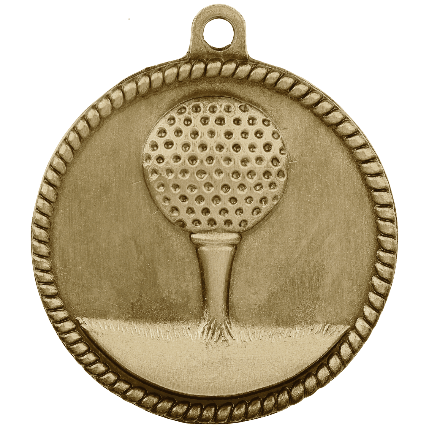 Antique Gold Golf High Relief Medal - 2"